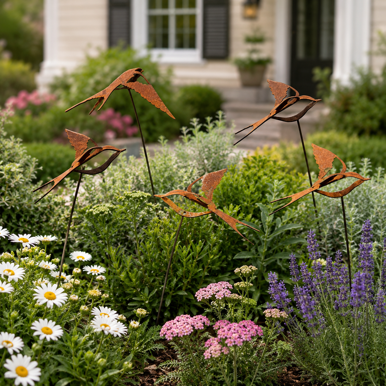 Rustic Metal Flying Bird Garden Stake