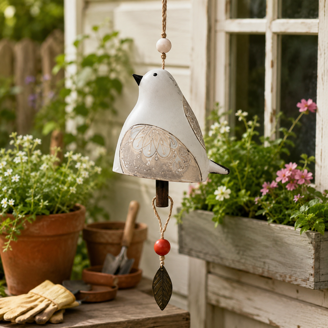 Hand-Painted Bird Wind Chime for Garden, Porch & Patio Decor