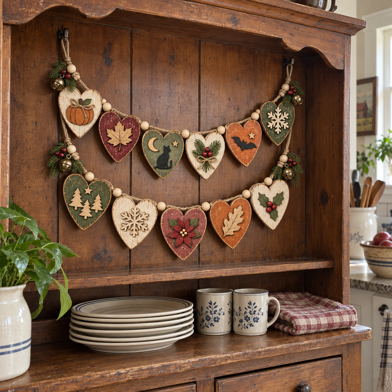 Vintage Seasonal Heart Garland