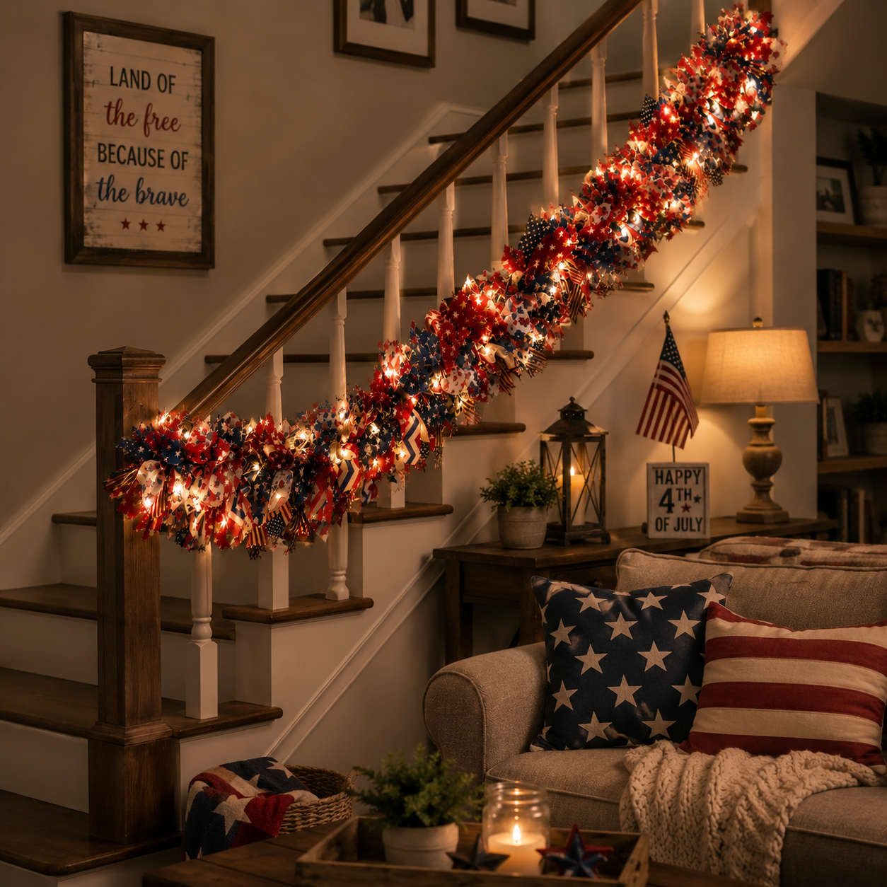 Light-Up Patriotic Garland for 4th of July Decor