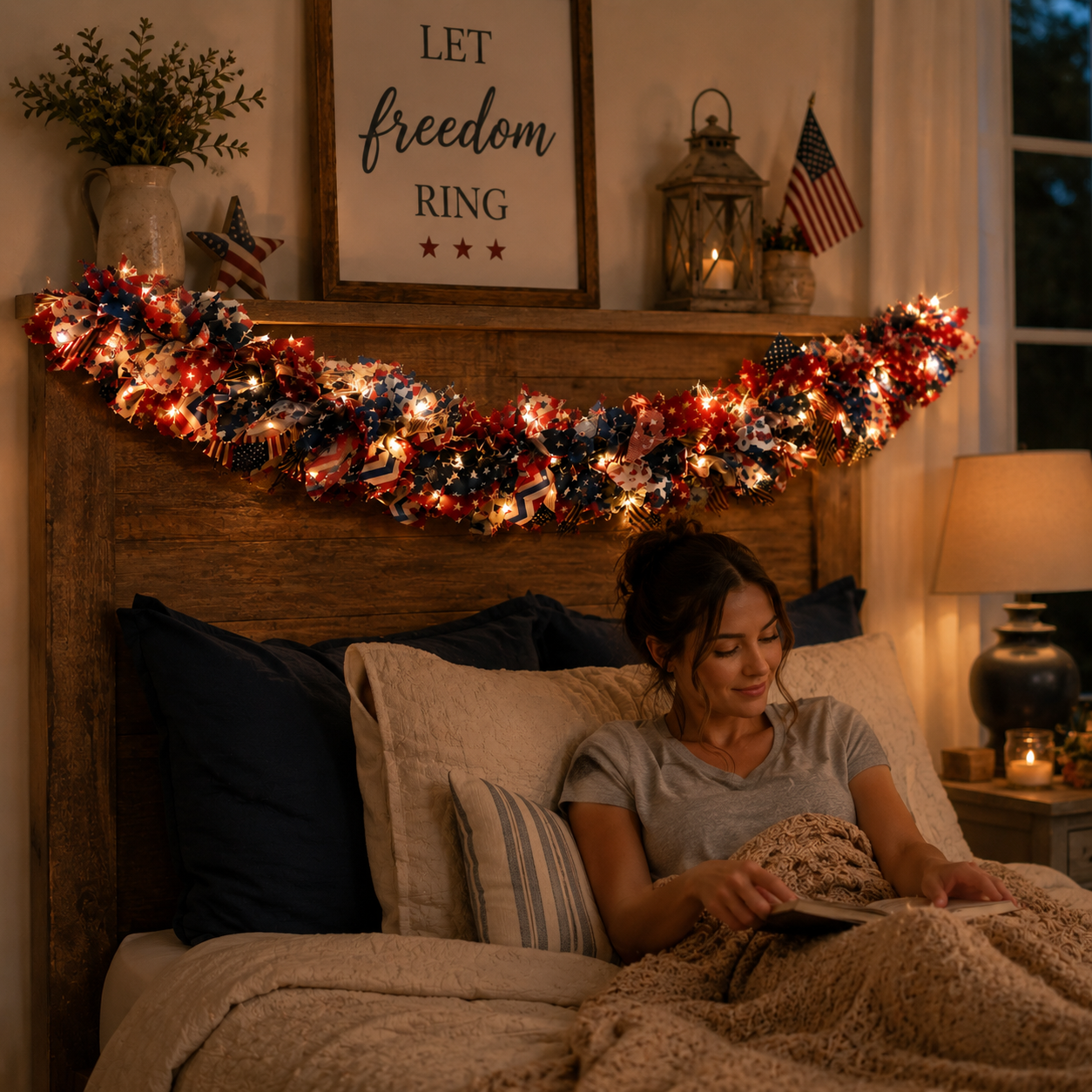 Light-Up Patriotic Garland for 4th of July Decor