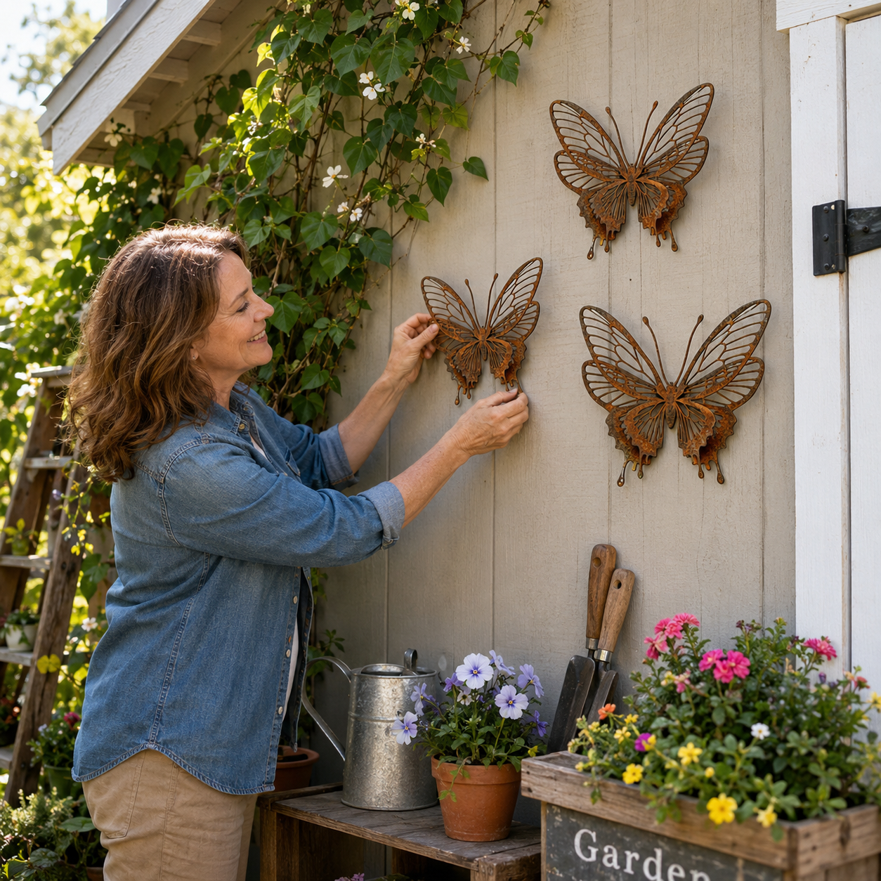 Rustic Metal Butterfly Wall Decor Set of