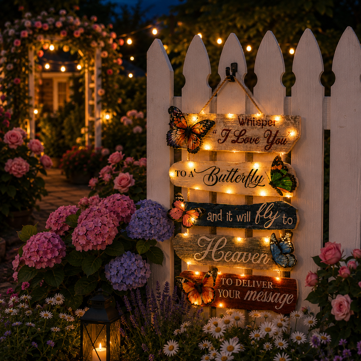 Lighted Butterfly Memorial Hanging Sign