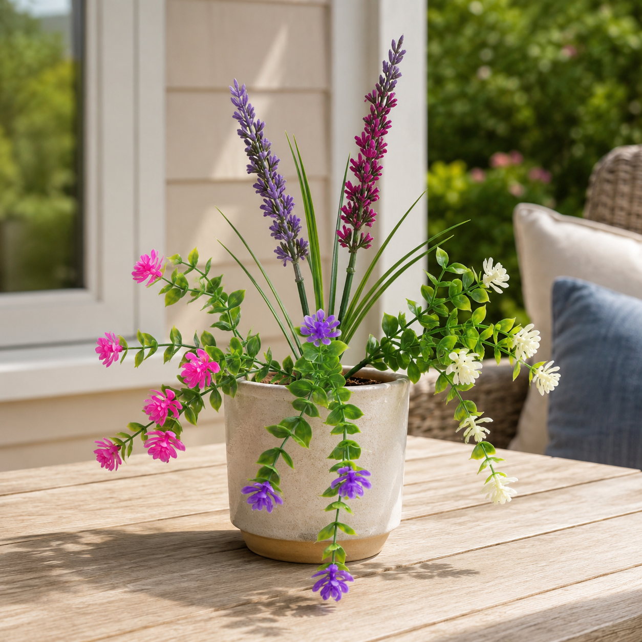 Mixed Artificial Flowers for Outdoor Planters – 5-Style Faux Flower Arrangement Set