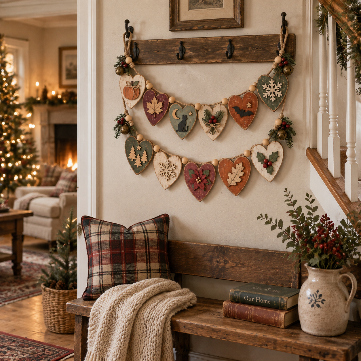 Vintage Seasonal Heart Garland