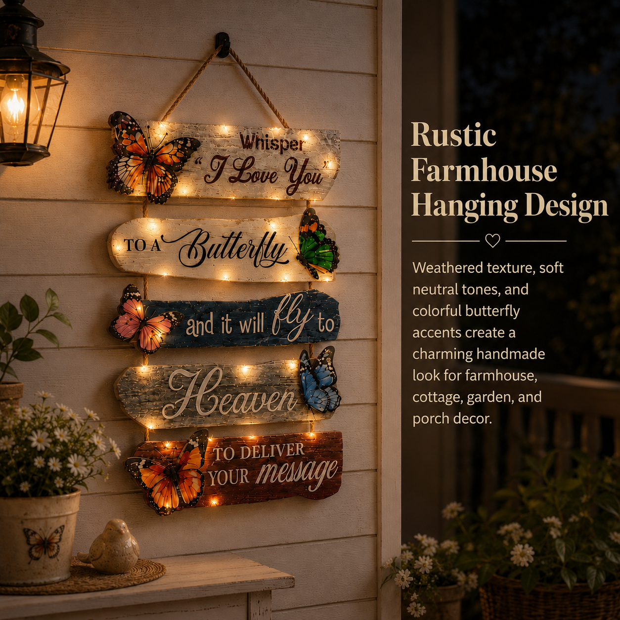 Lighted Butterfly Memorial Hanging Sign