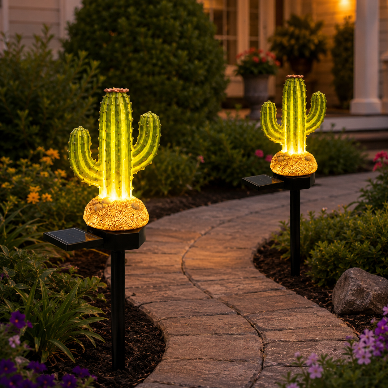 Solar Cactus Garden Stake Light