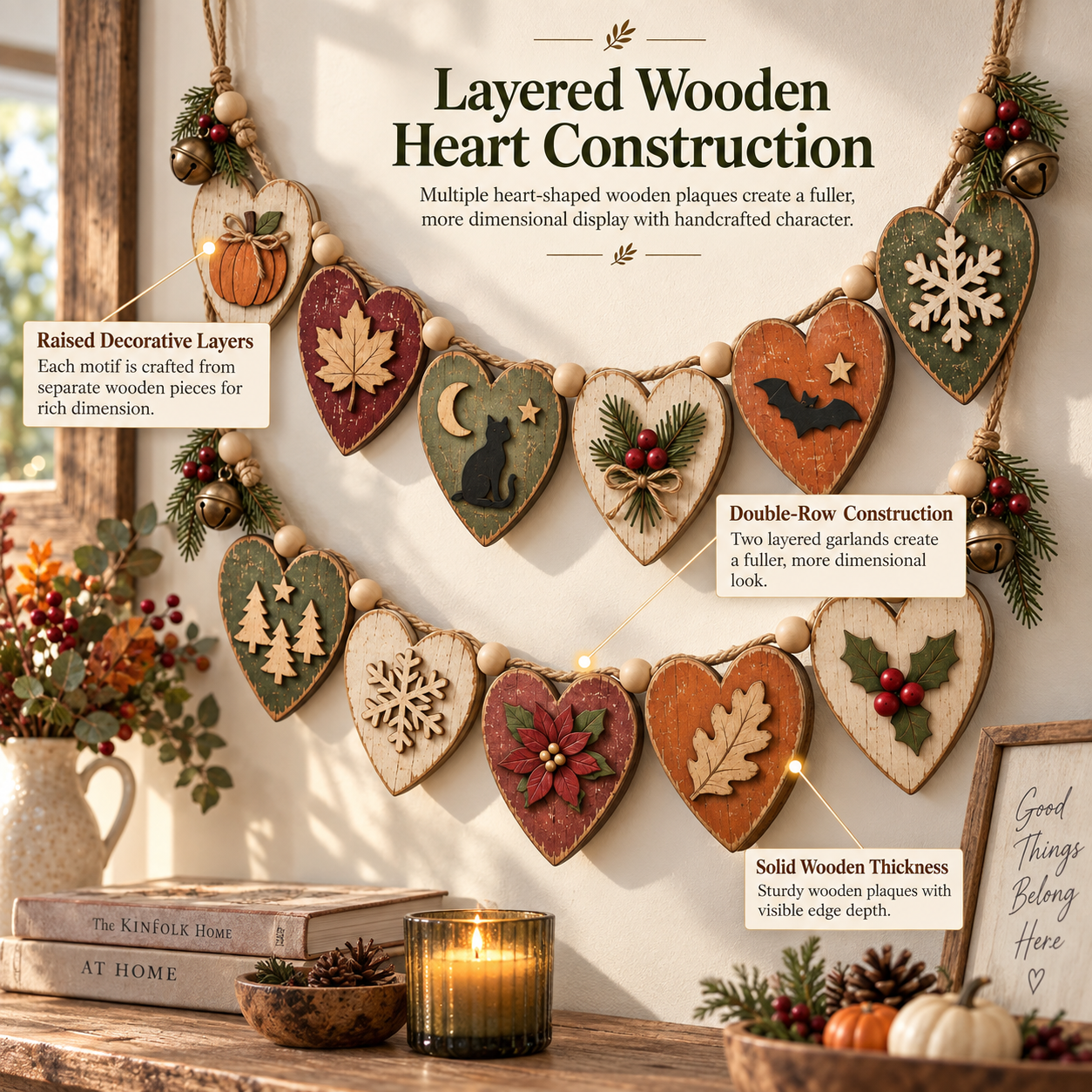 Vintage Seasonal Heart Garland