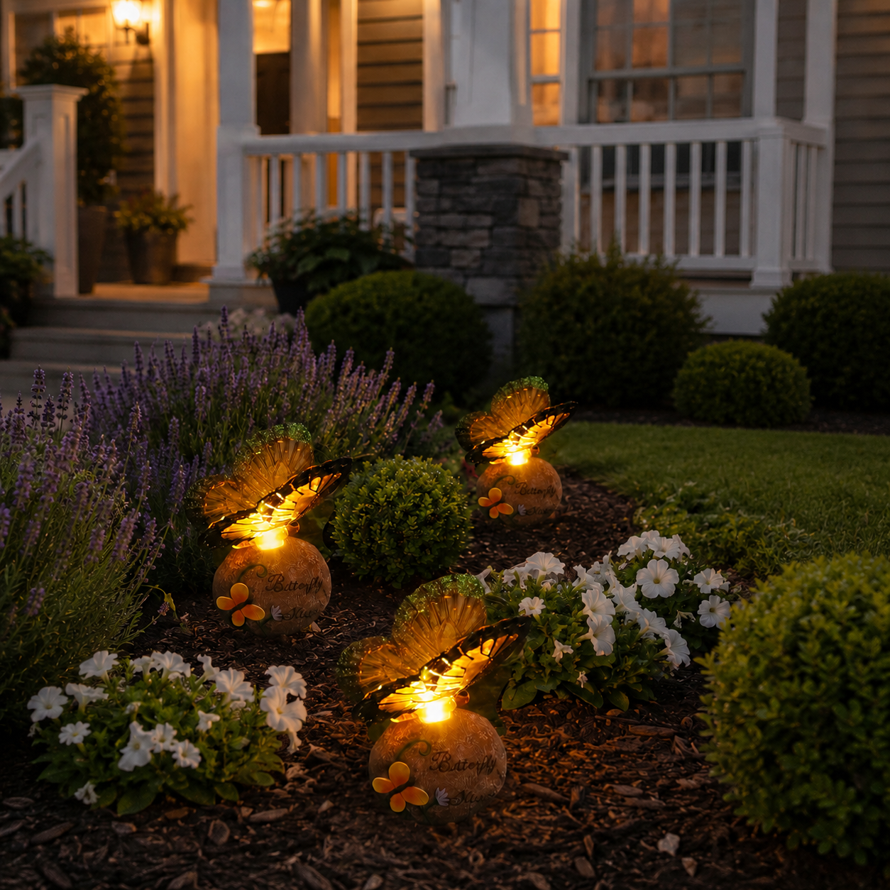 Butterfly Kisses Light-Up Garden Decor – Warm Glowing Butterfly Stone Accent