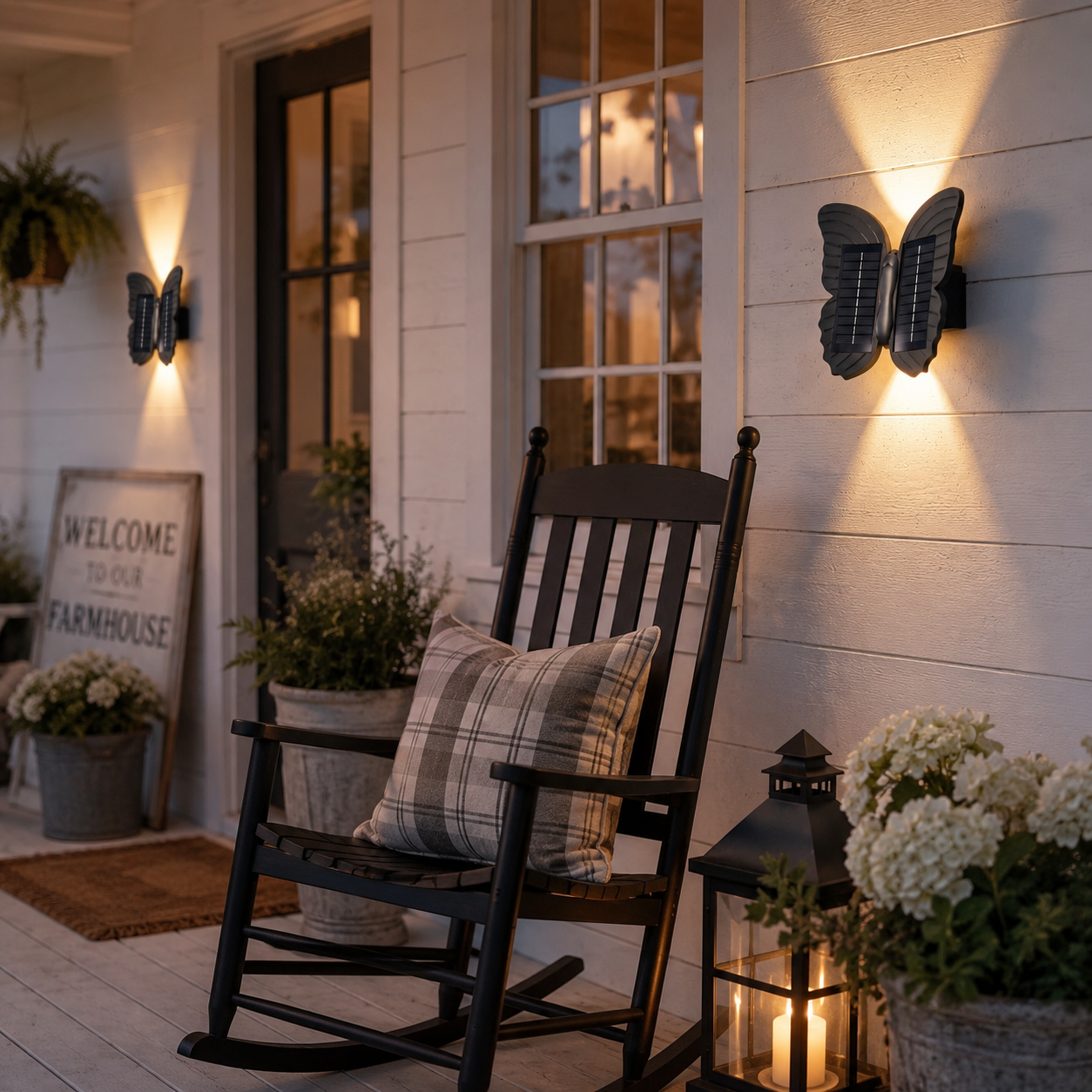 Butterfly Solar Wall Light Outdoor Waterproof Warm Glow Wall Lamp