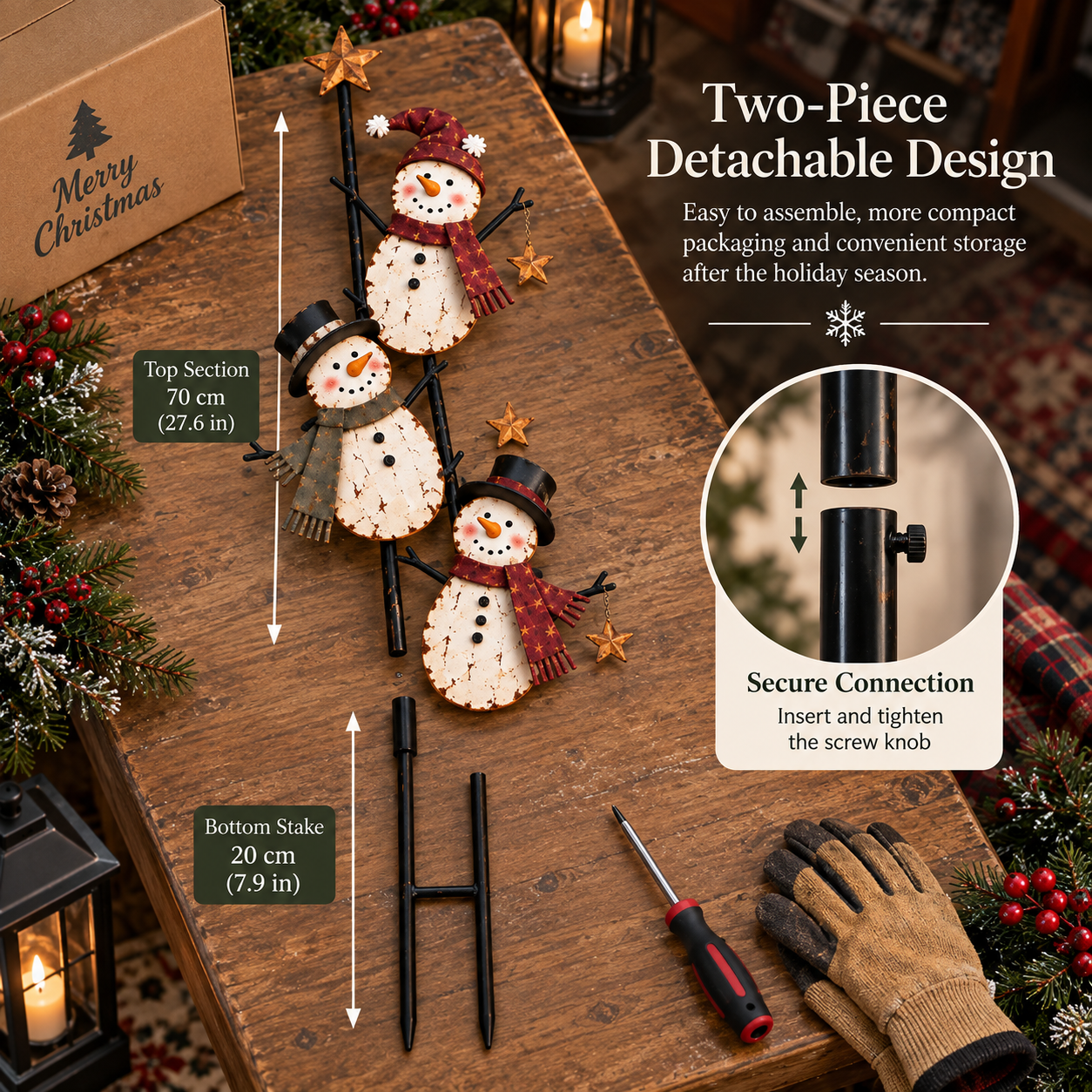 Vintage Climbing Snowman Christmas Garden Stake