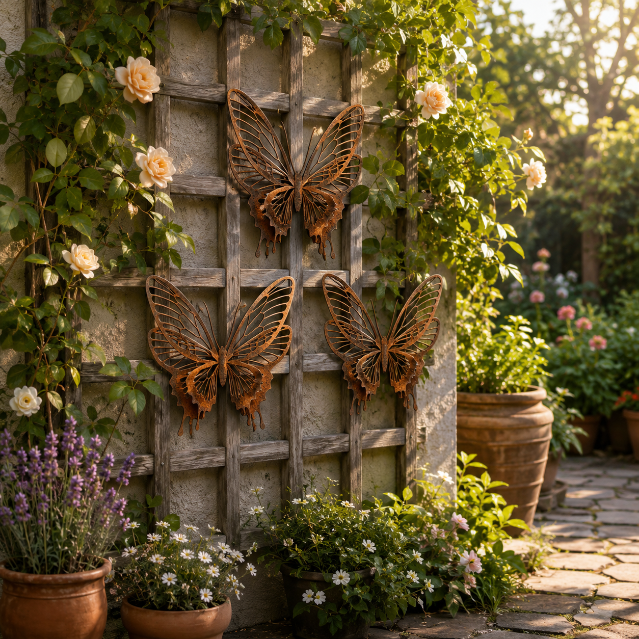 Rustic Metal Butterfly Wall Decor Set of