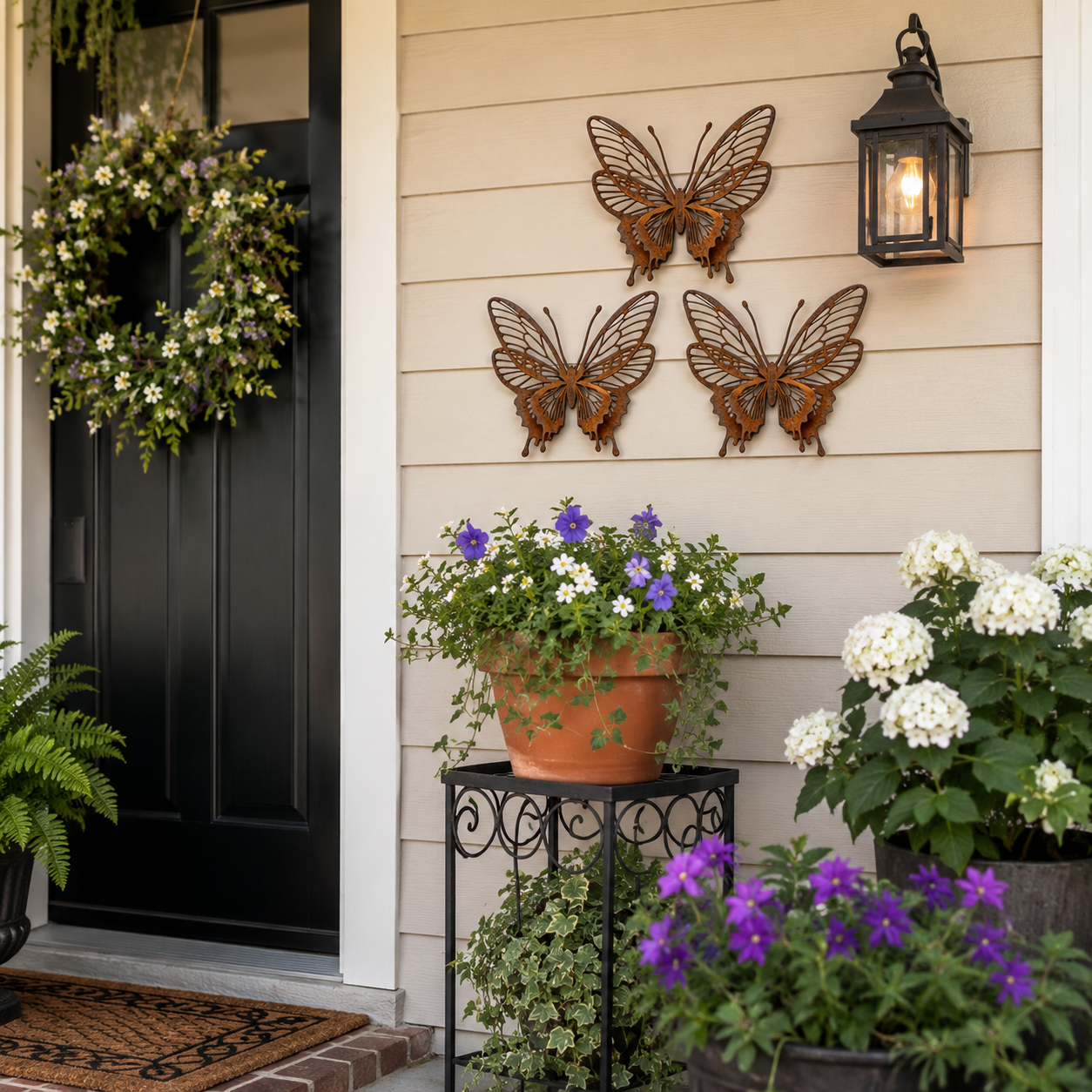 Rustic Metal Butterfly Wall Decor Set of