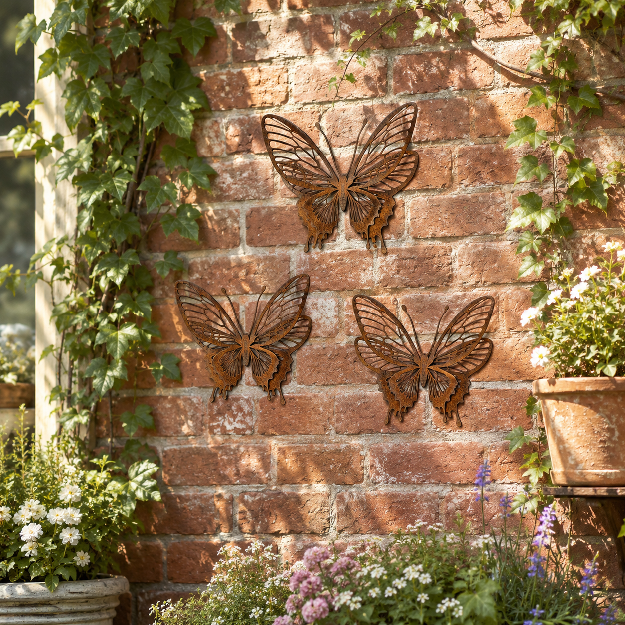 Rustic Metal Butterfly Wall Decor Set of