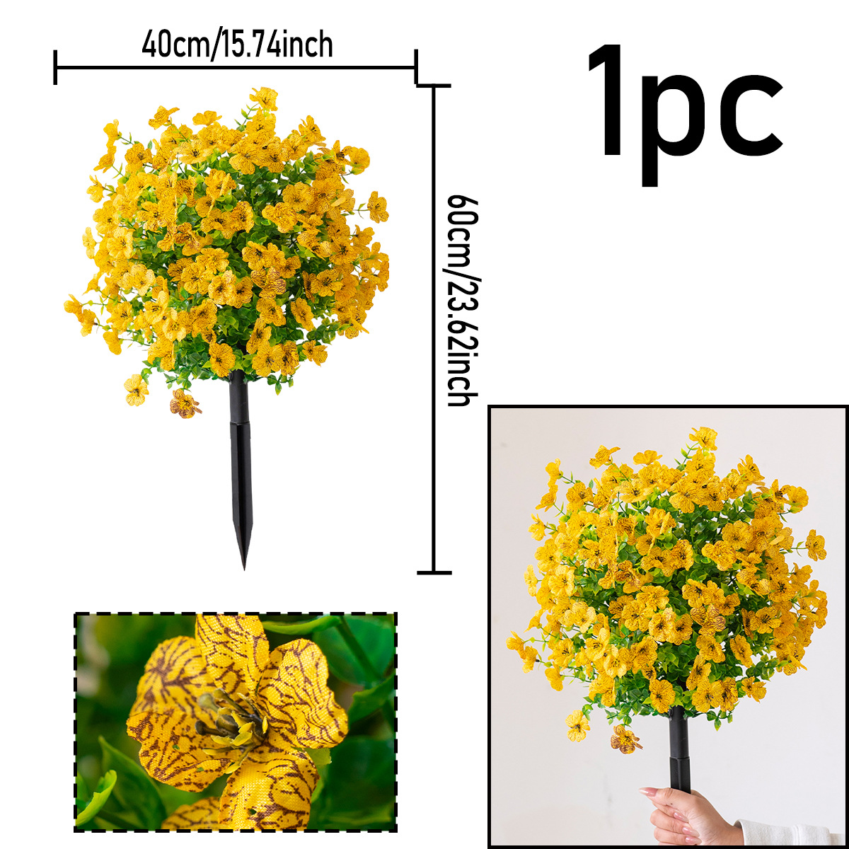 Outdoor Artificial Flower Ball Garden Stakes – Waterproof,Windproof,UV Resistant Outdoor Faux Floral Decor