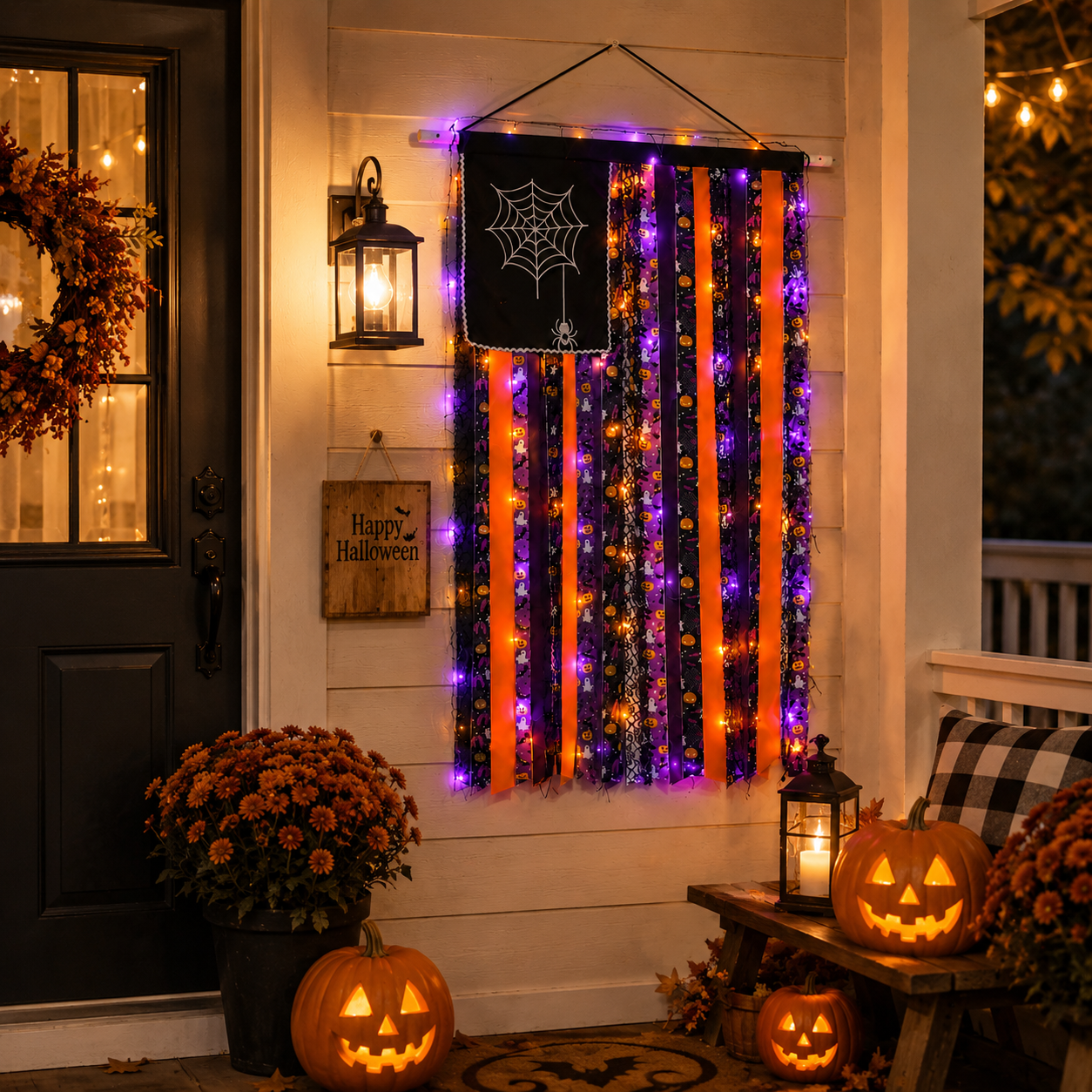 Lighted Halloween Ribbon Wall Hanging Decor