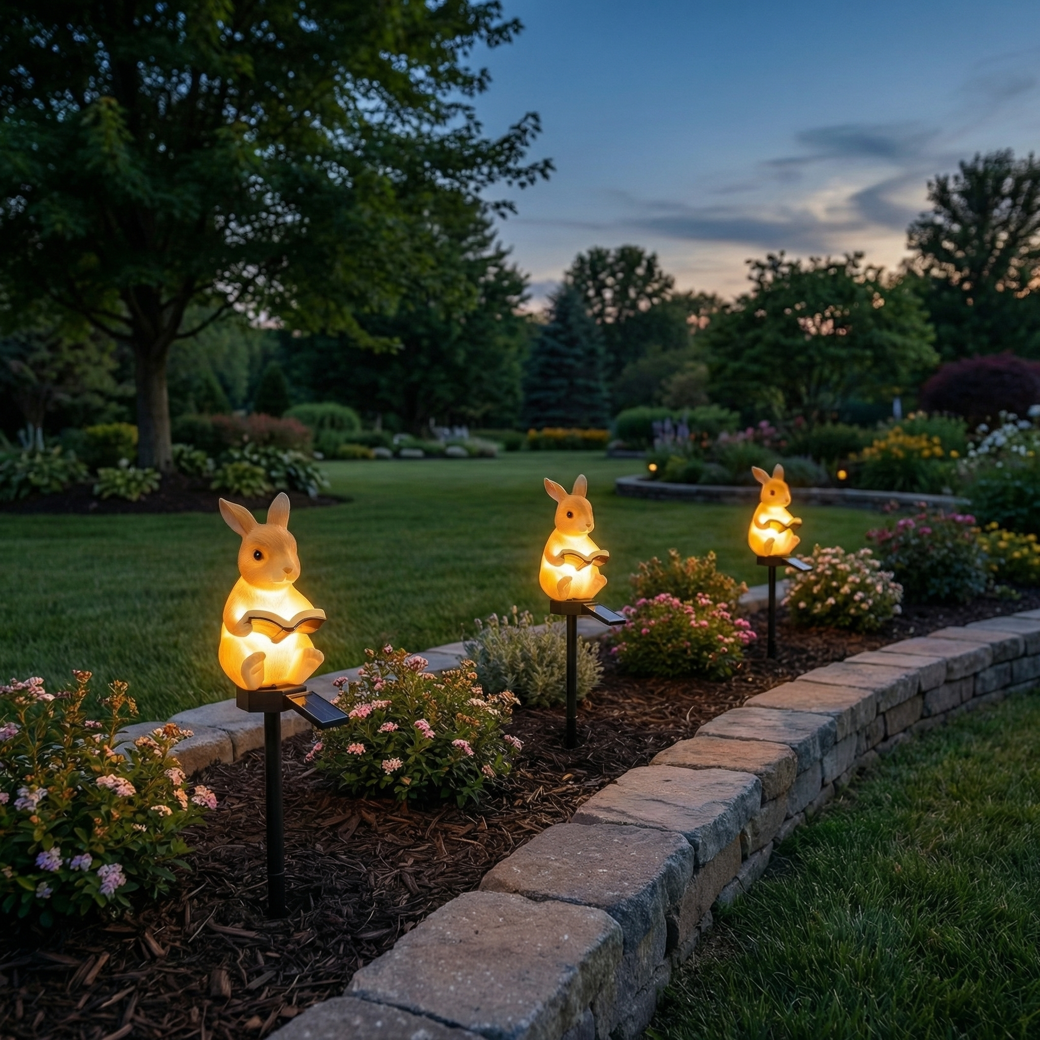 Solar Woodland Garden Stake Light – Rabbit & Squirrel Outdoor Pathway Decor