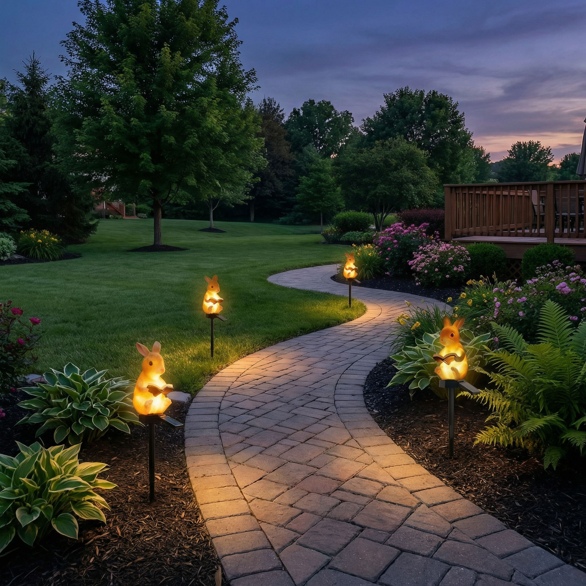 Solar Woodland Garden Stake Light – Rabbit & Squirrel Outdoor Pathway Decor