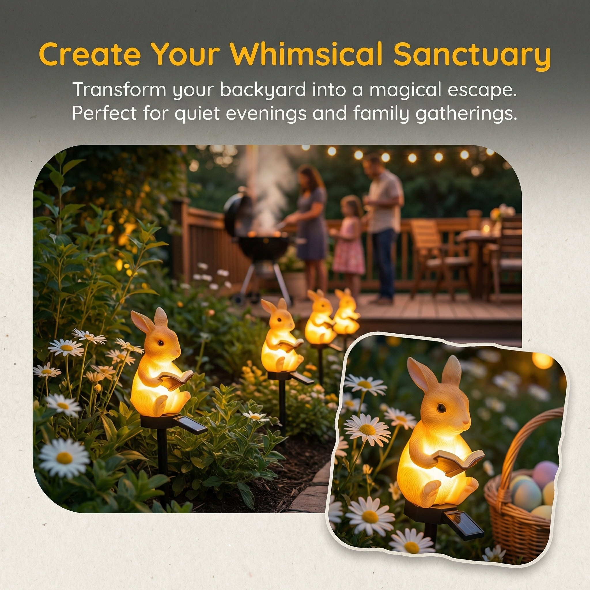 Solar Woodland Garden Stake Light – Rabbit & Squirrel Outdoor Pathway Decor