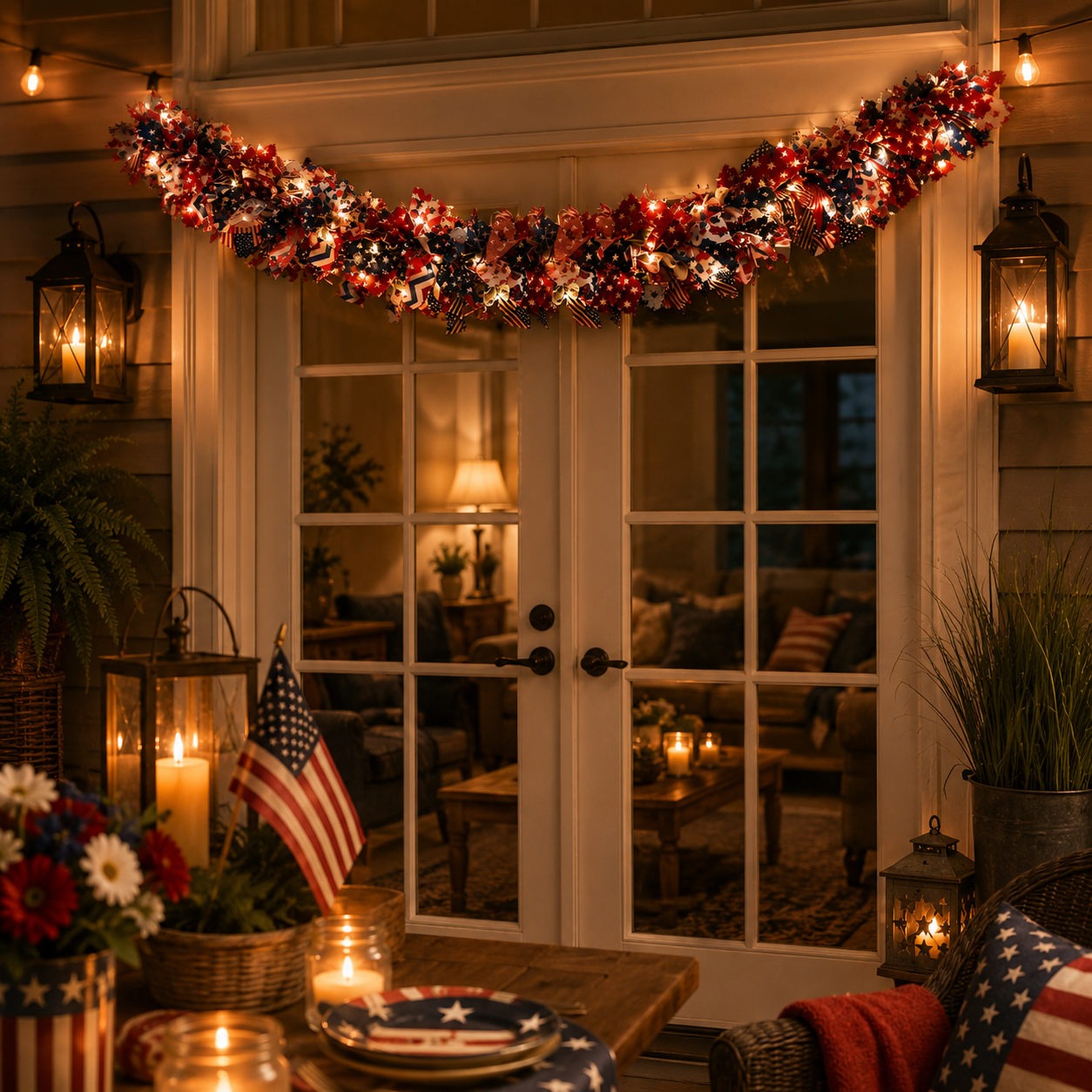 Light-Up Patriotic Garland for 4th of July Decor