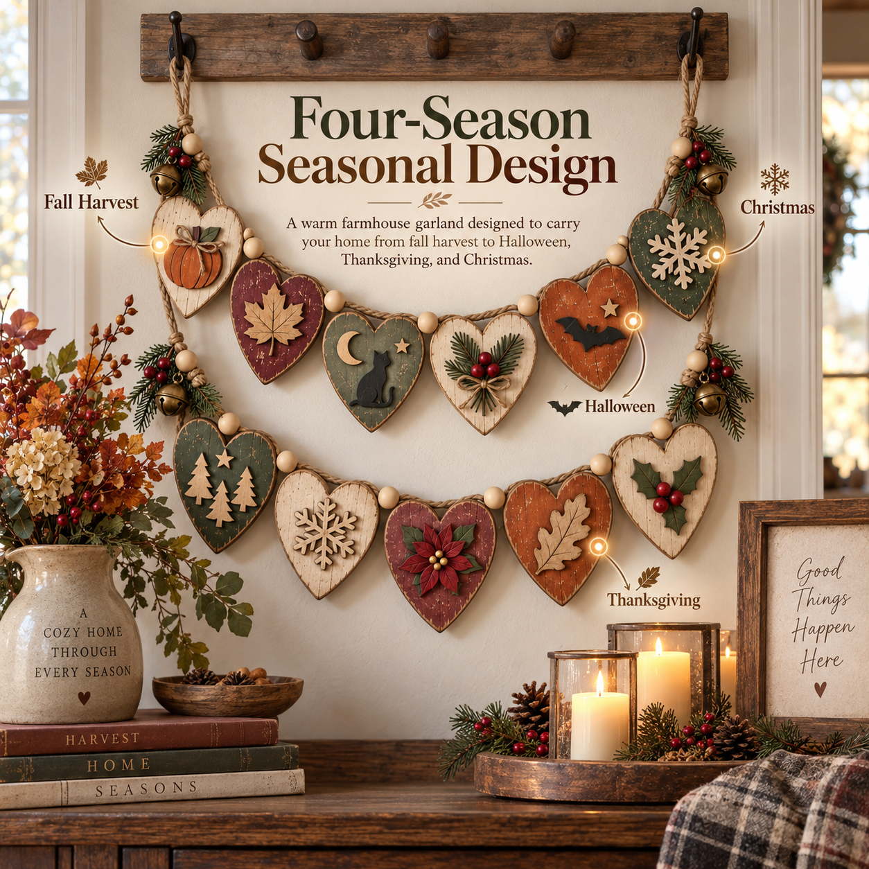 Vintage Seasonal Heart Garland