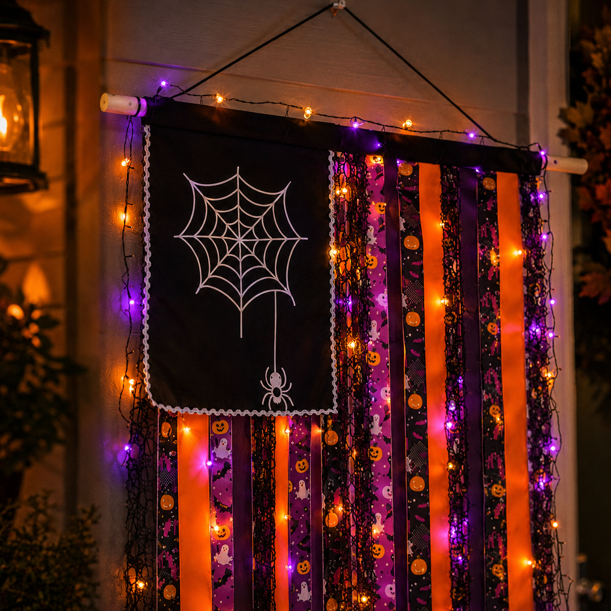Lighted Halloween Ribbon Wall Hanging Decor