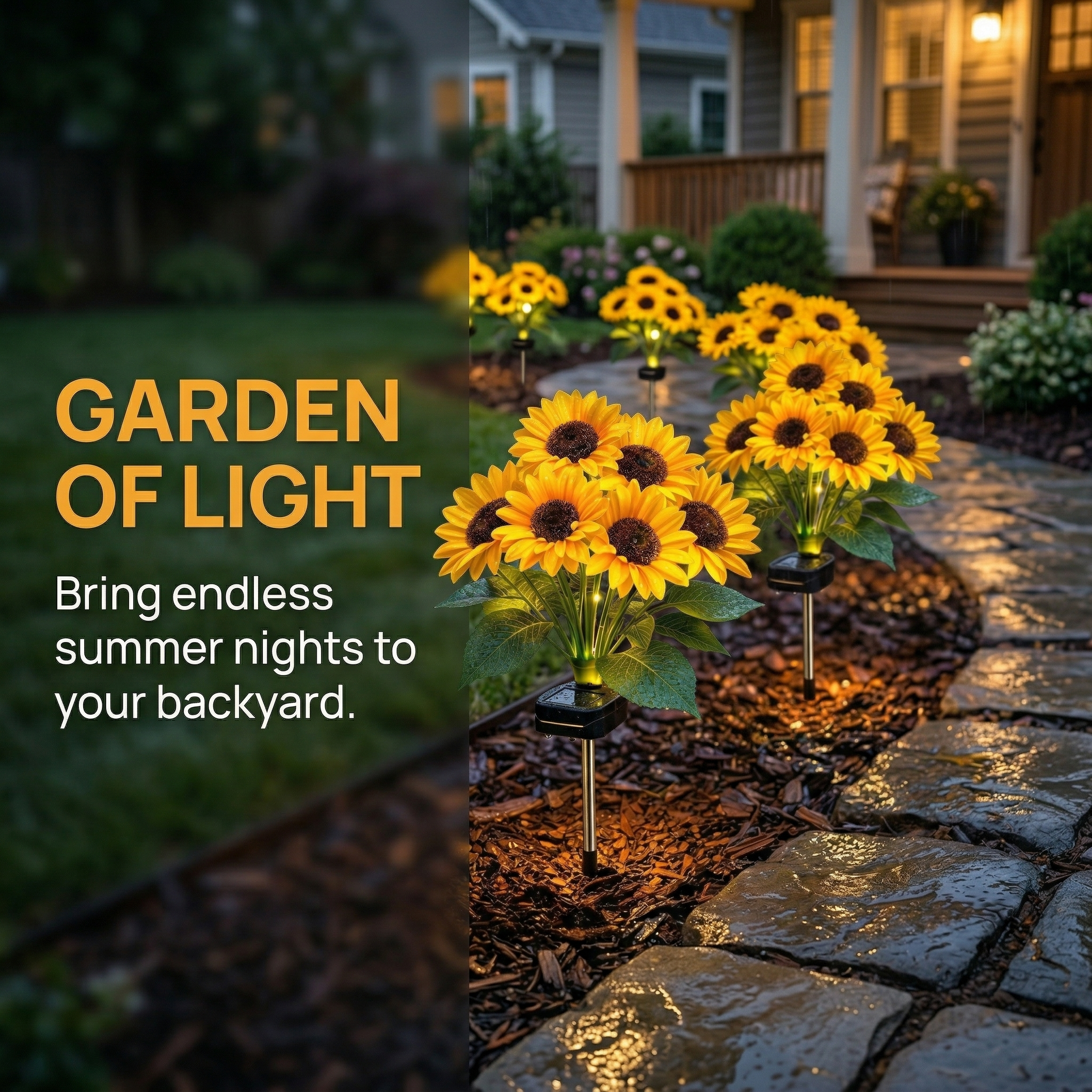 Solar Sunflower Stake Lights – 6-Head Glowing Garden Pathway Decor