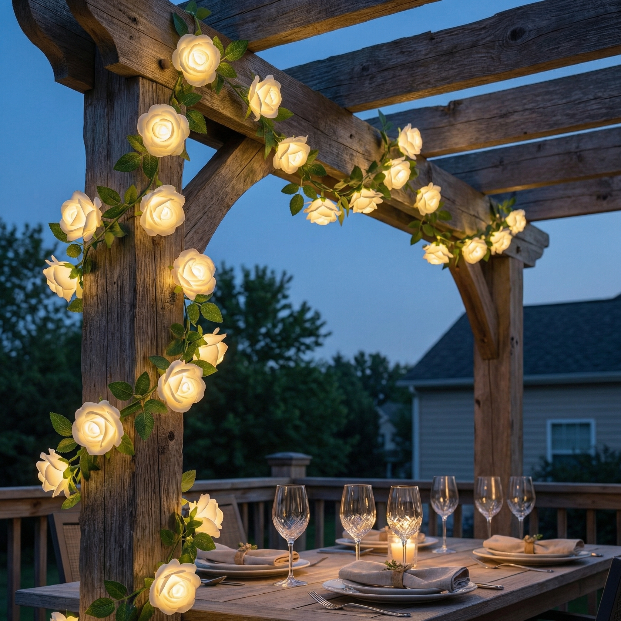 6M White Rose Vine String Lights with Remote – Cozy Home Decor & Mother’s Day Gift