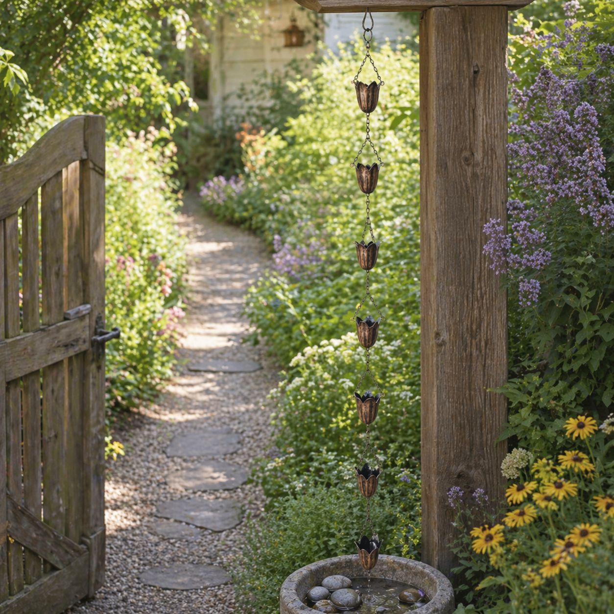 Tulip Rain Chain for Outdoor Garden Décor