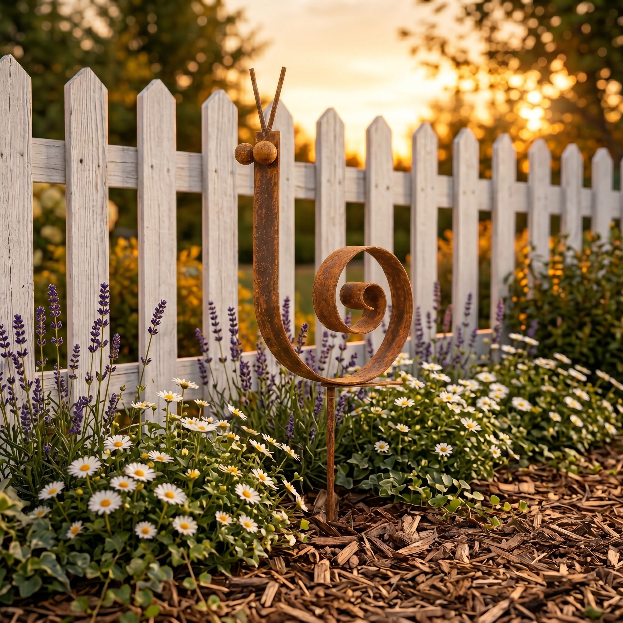 Rustic Metal Snail Garden Stake