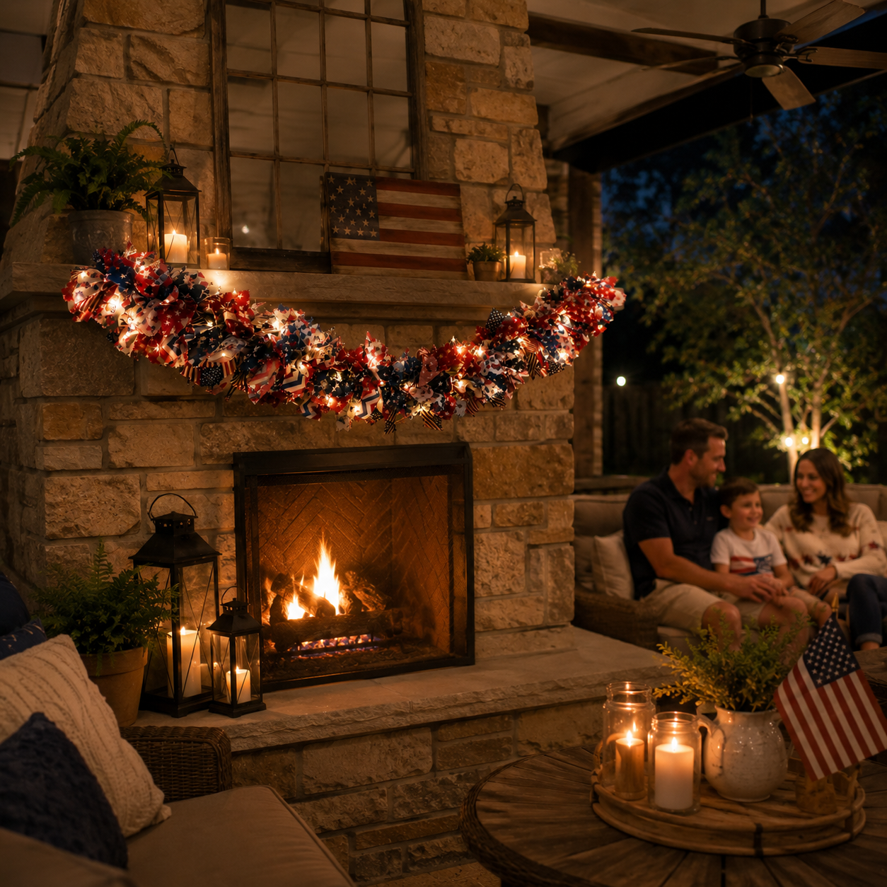 Light-Up Patriotic Garland for 4th of July Decor