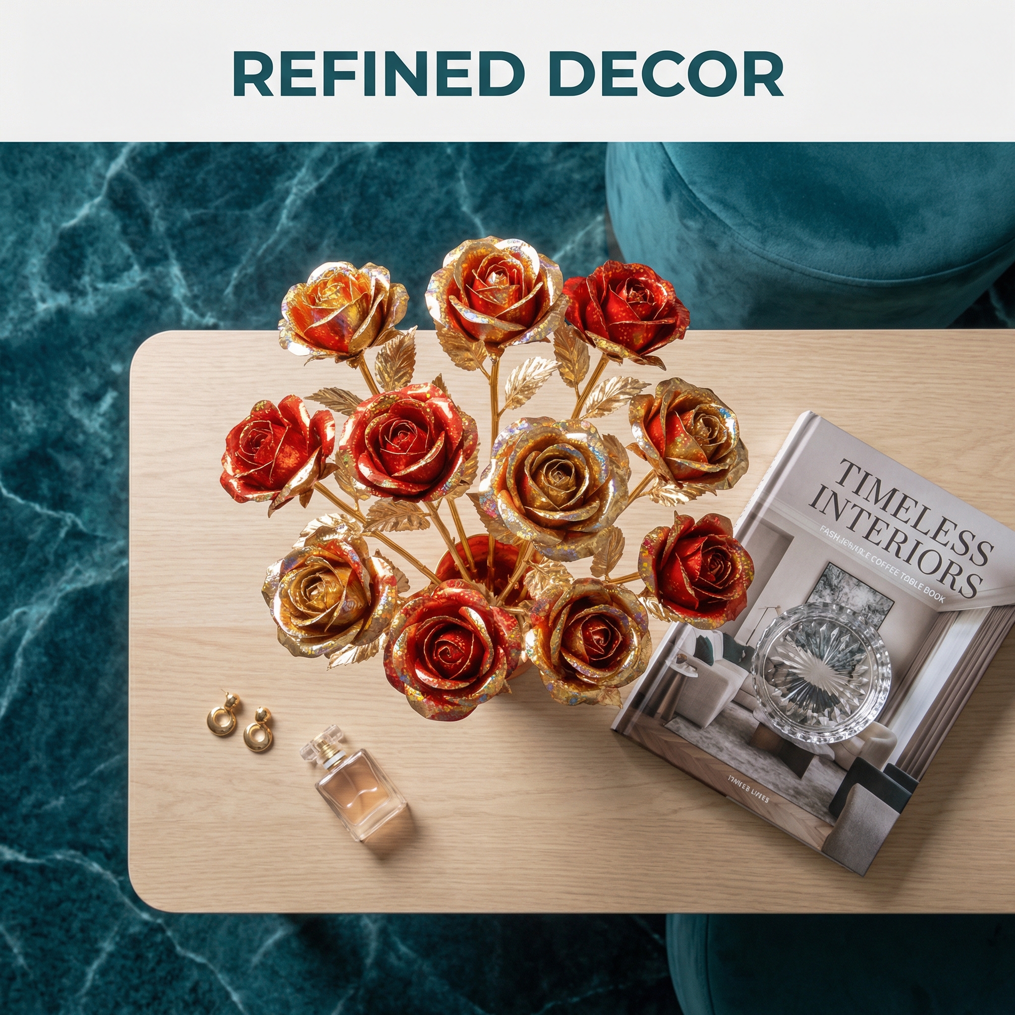 10 Stems Valentine's Day Metallic Shimmer Rose Bouquet