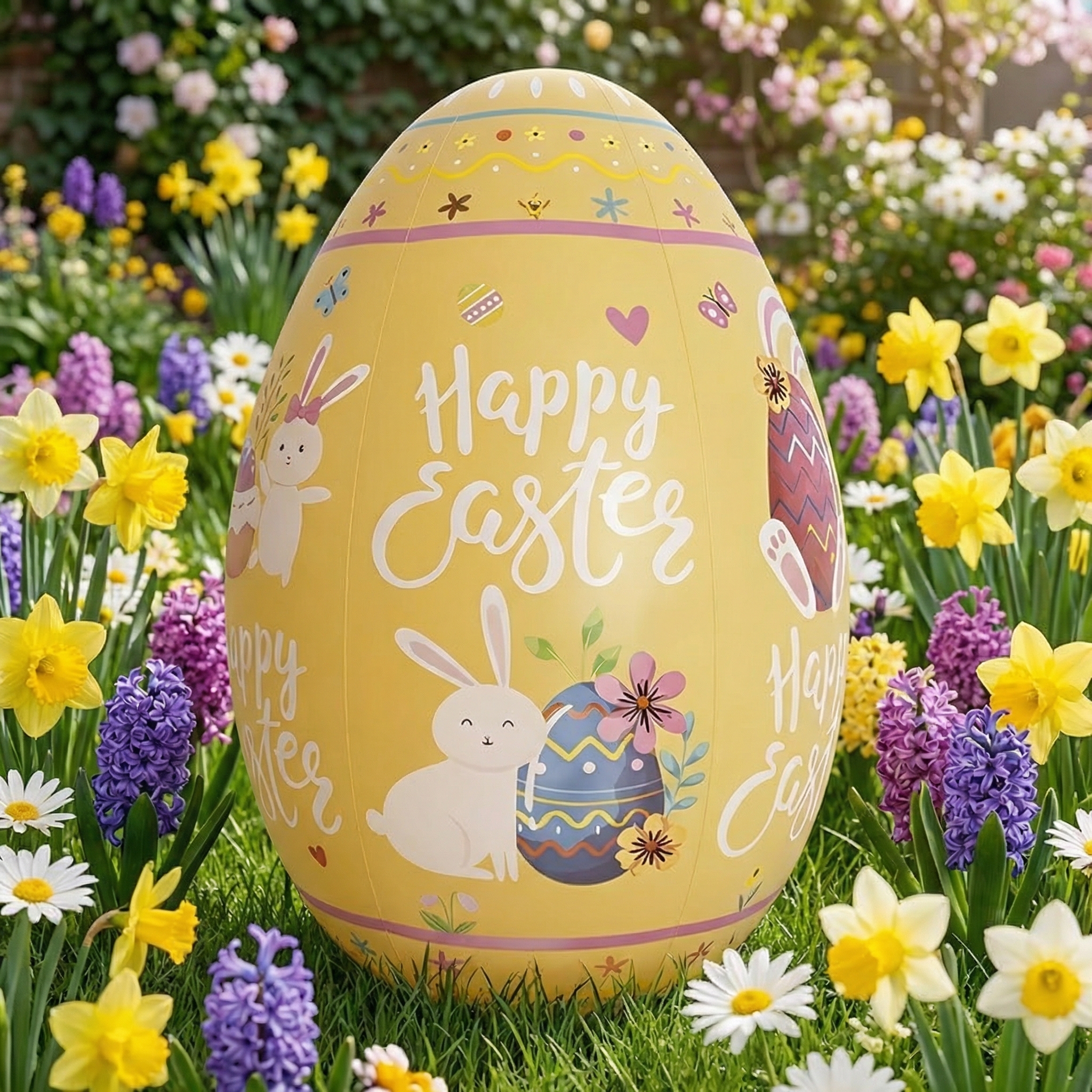 47.2" Giant Happy Easter Inflatable Egg Yard Decoration
