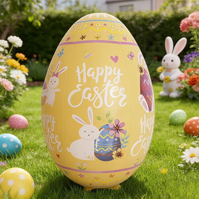 47.2" Giant Happy Easter Inflatable Egg Yard Decoration