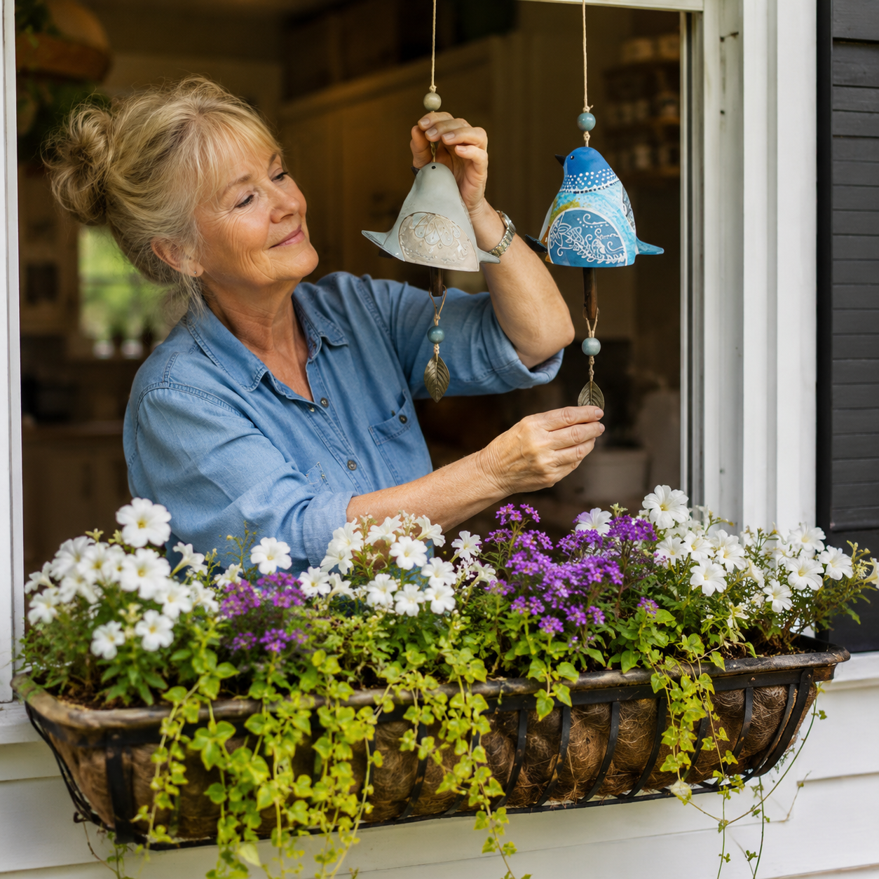 Hand-Painted Bird Wind Chime for Garden, Porch & Patio Decor