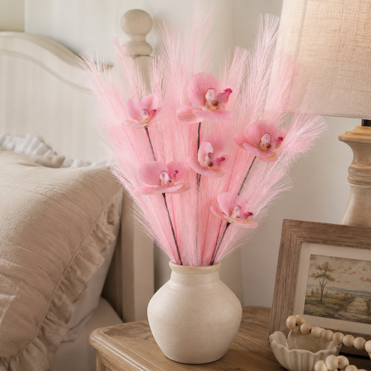 72cm Artificial Butterfly Orchid Reed – 3 Stems Set
