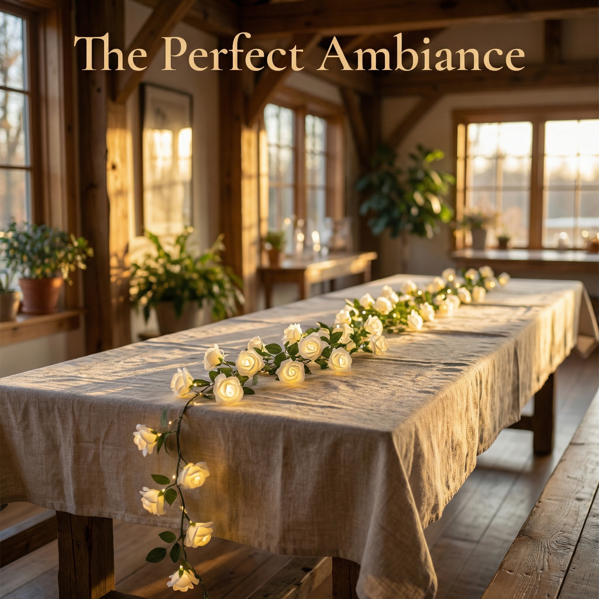 6M White Rose Vine String Lights with Remote – Cozy Home Decor & Mother’s Day Gift