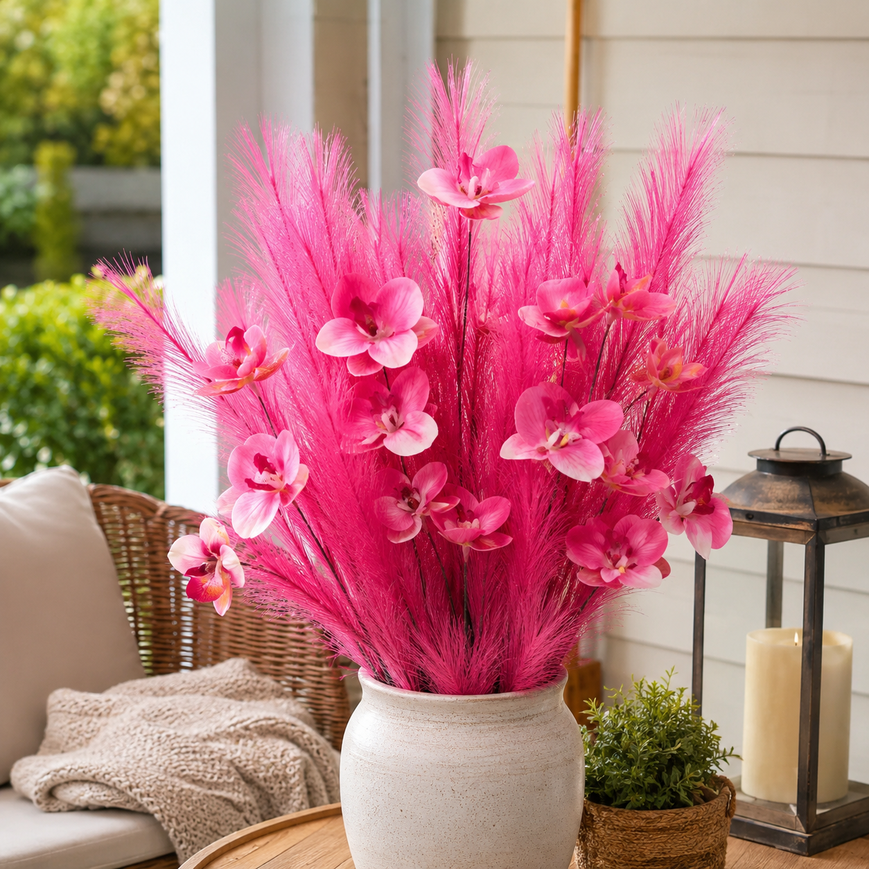 72cm Artificial Butterfly Orchid Reed – 3 Stems Set