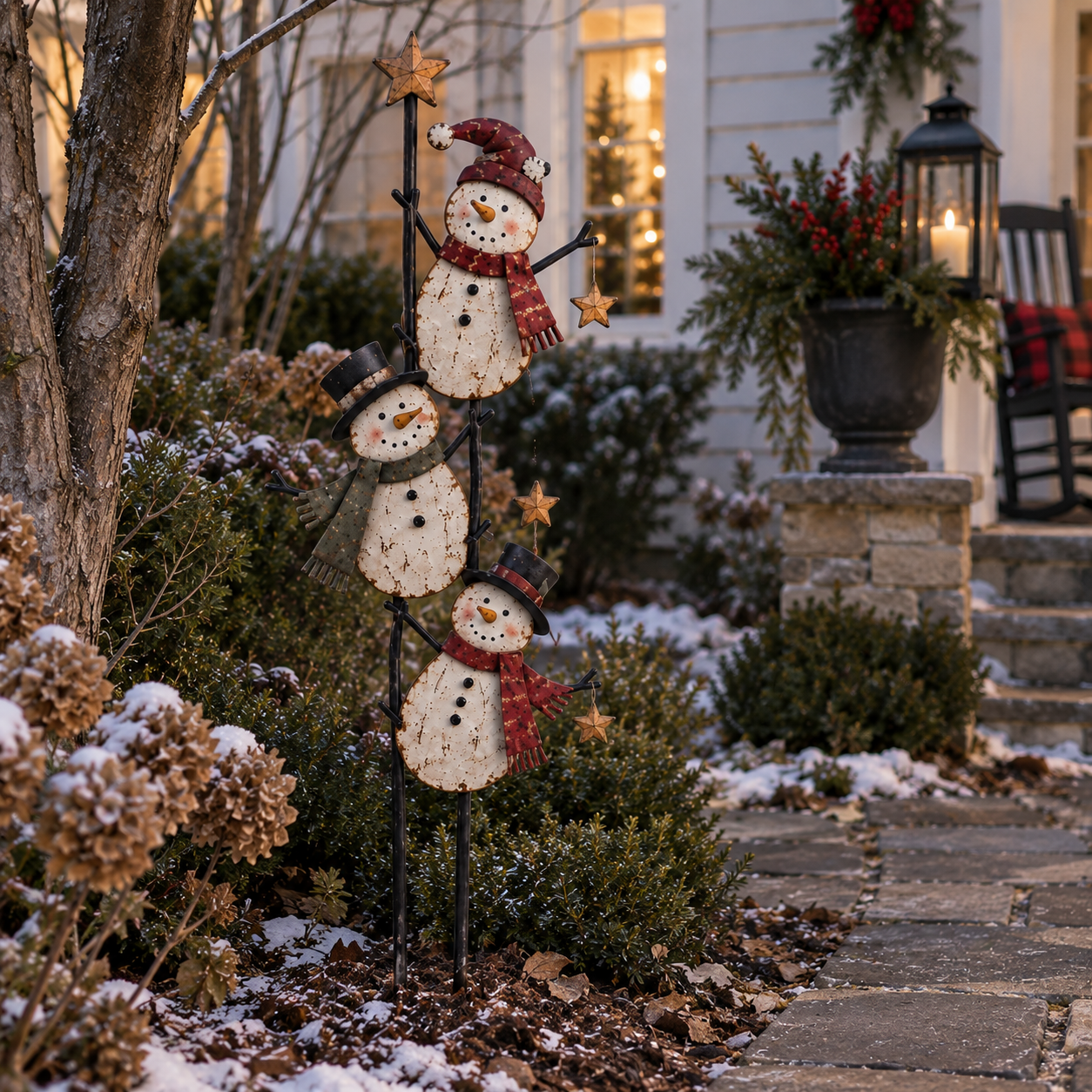 Vintage Climbing Snowman Christmas Garden Stake