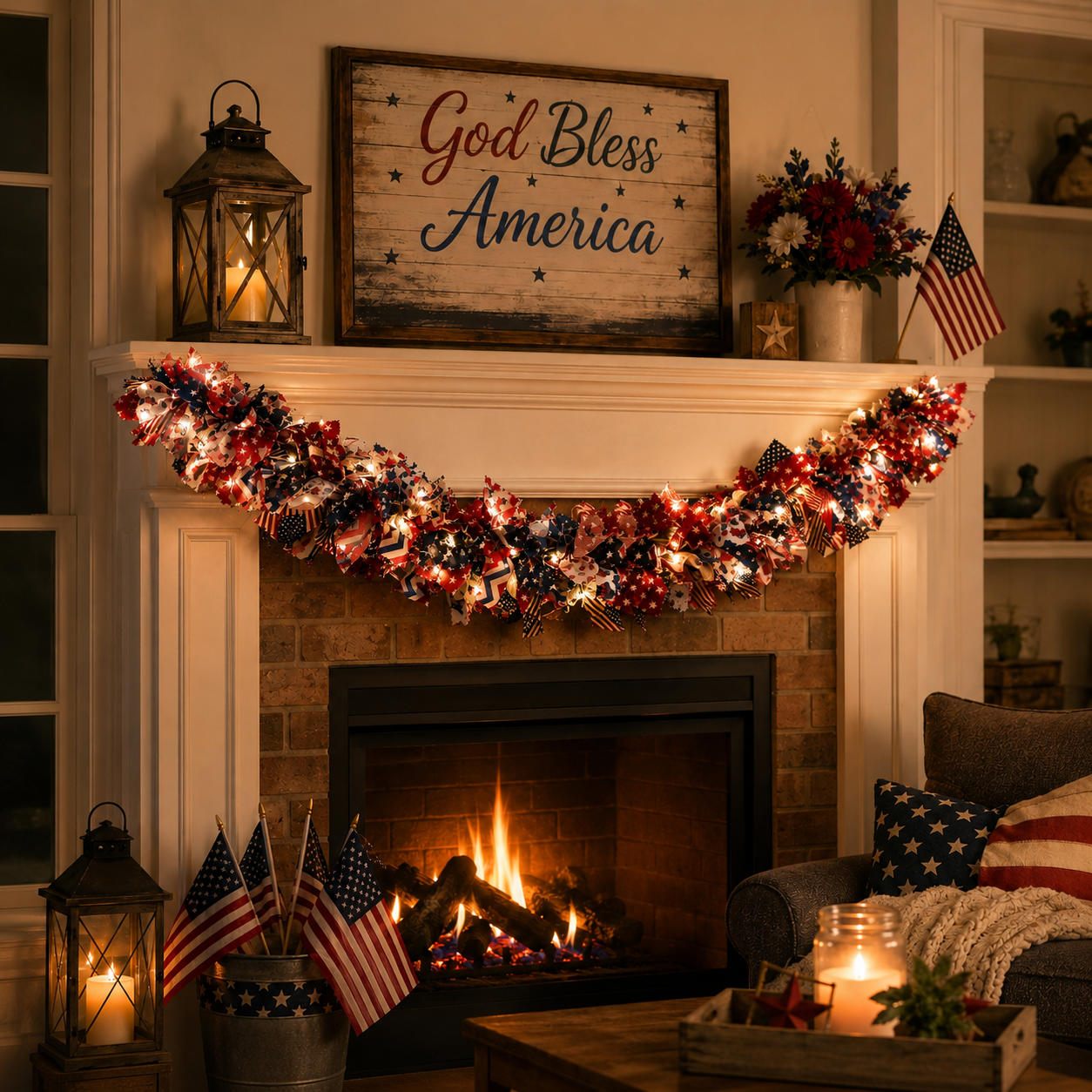 Light-Up Patriotic Garland for 4th of July Decor