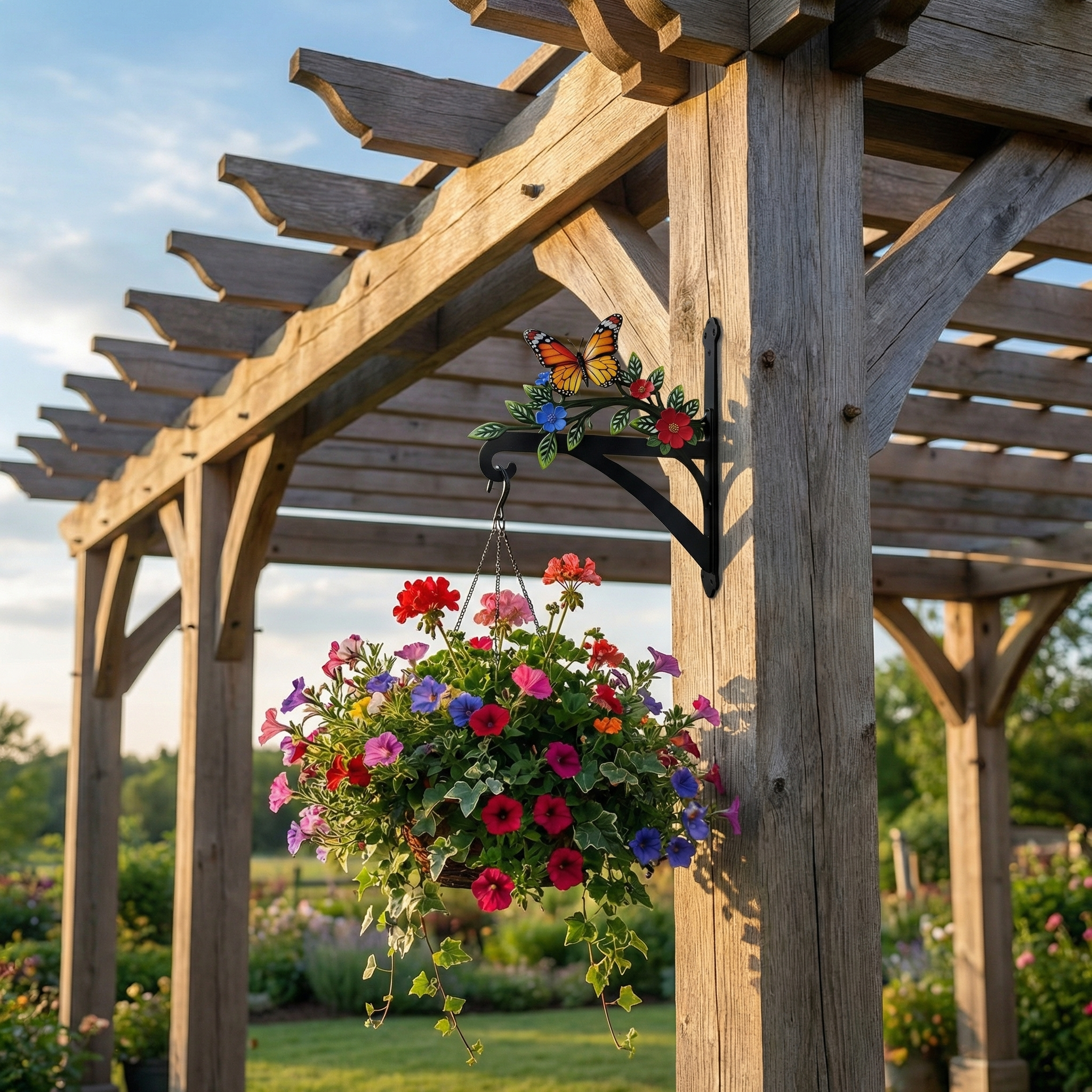 Colorful Bird & Flower Wall Bracket – Outdoor Garden Décor for Porch, Fence & Patio