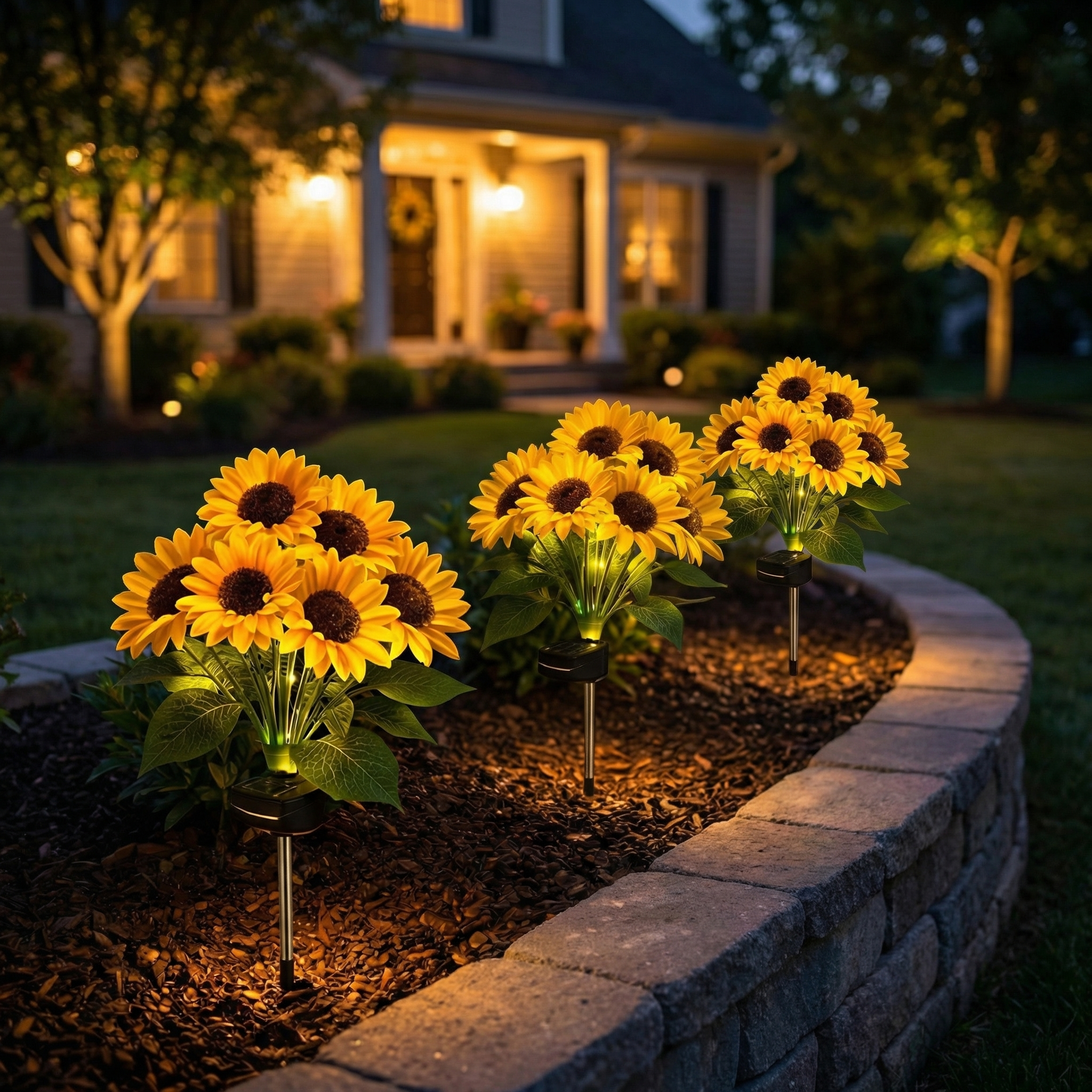 Solar Sunflower Stake Lights – 6-Head Glowing Garden Pathway Decor