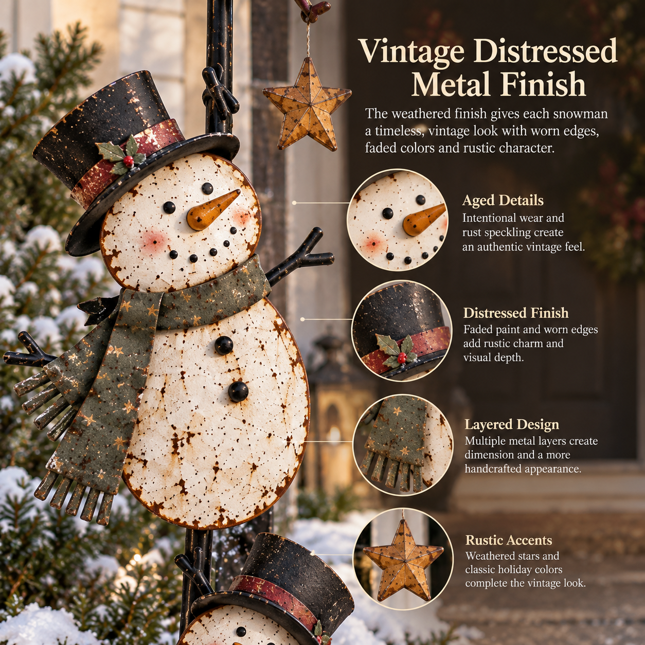 Vintage Climbing Snowman Christmas Garden Stake