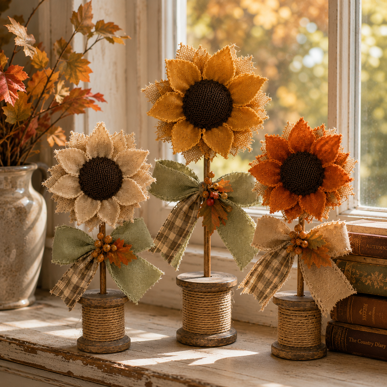 Rustic Harvest Sunflower Tabletop Decor – Set of 3