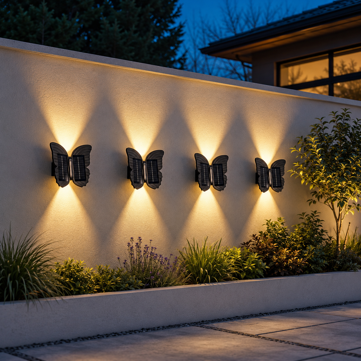 Butterfly Solar Wall Light Outdoor Waterproof Warm Glow Wall Lamp