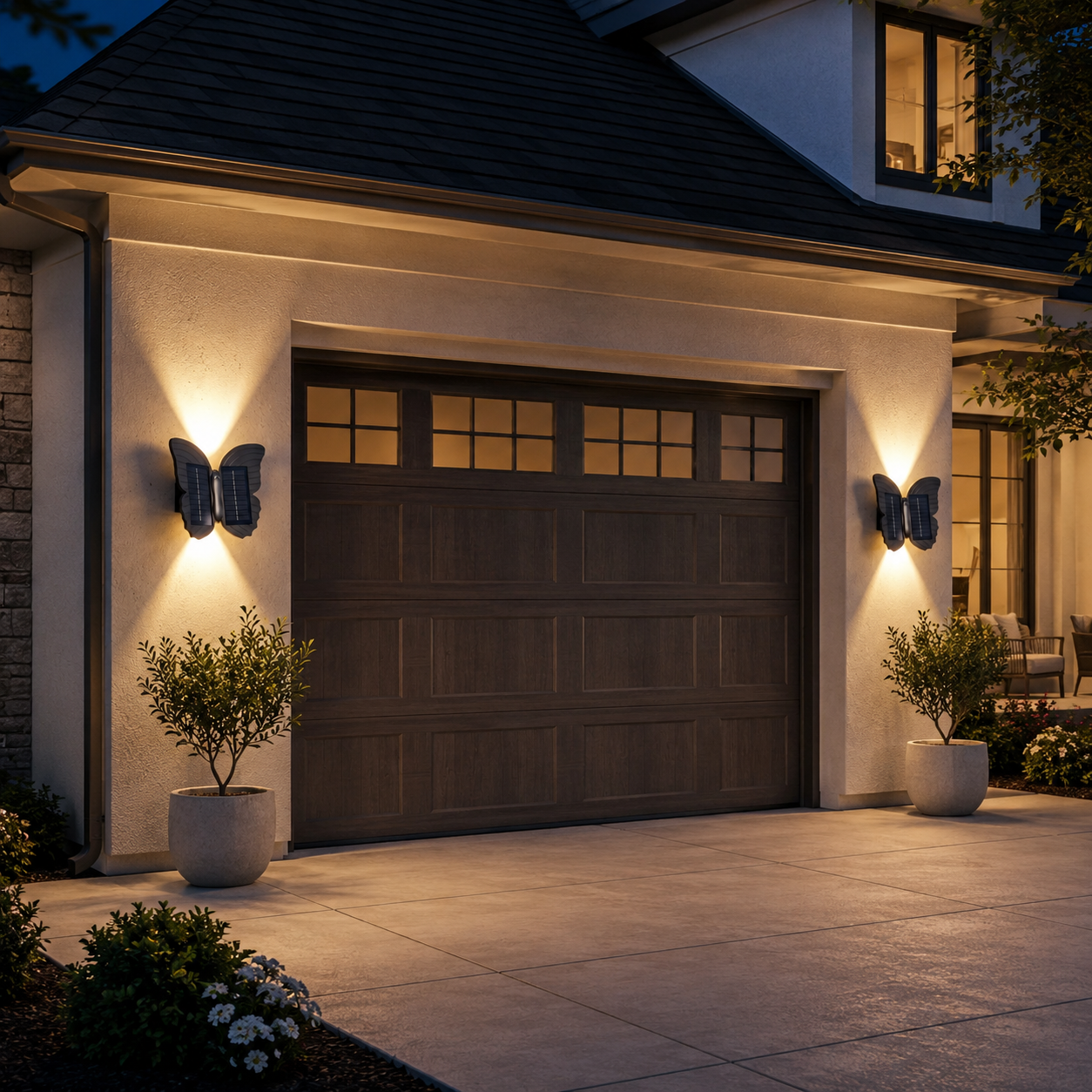 Butterfly Solar Wall Light Outdoor Waterproof Warm Glow Wall Lamp