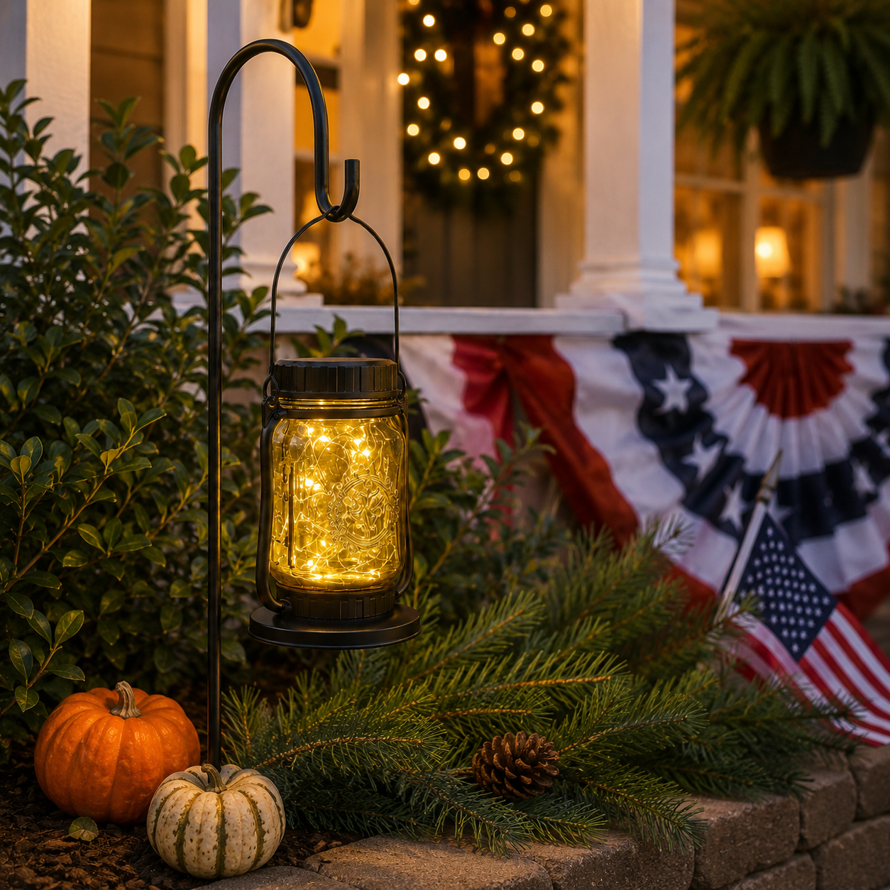 Solar Mason Jar Garden Lantern with Ground Stake – Warm White Outdoor Decorative Light