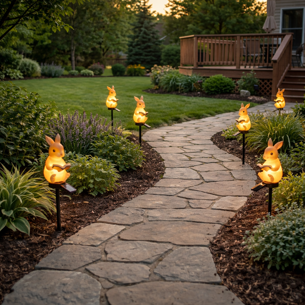 Solar Woodland Garden Stake Light – Rabbit & Squirrel Outdoor Pathway Decor