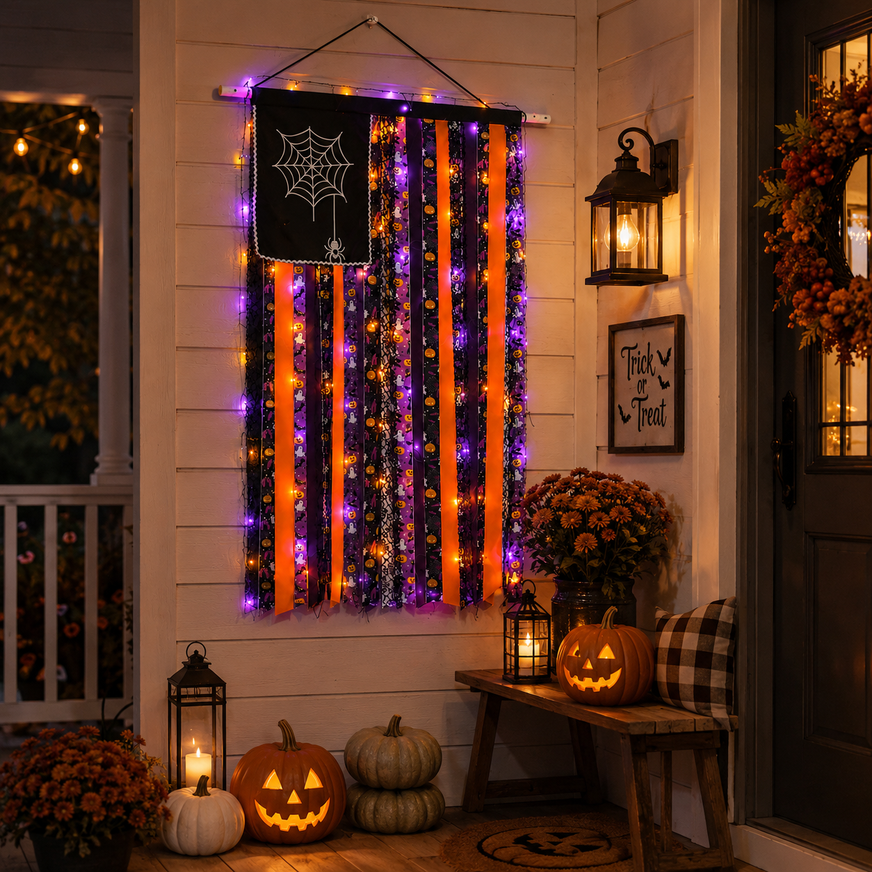 Lighted Halloween Ribbon Wall Hanging Decor