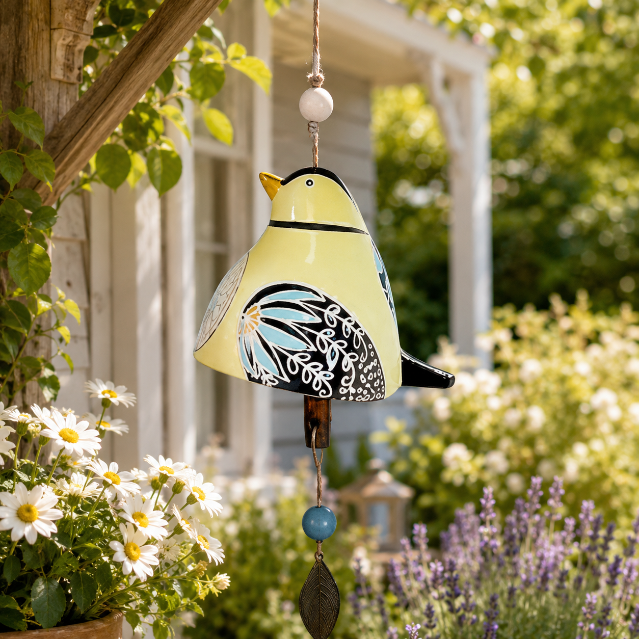 Hand-Painted Bird Wind Chime for Garden, Porch & Patio Decor